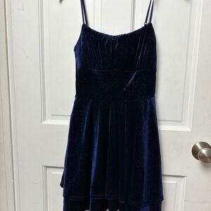 Emerald Sundae Navy Blue Velvet Dress